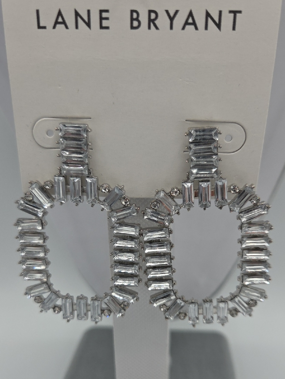 5 for $25! Lane Bryant Silver Tone Crystal Baguette Drop Earrings